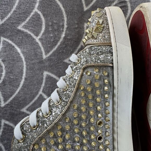 Christian Louboutin High Top Sneaker Flat Spikes Crystals Stra Men\'s Sz EU43 main image 4